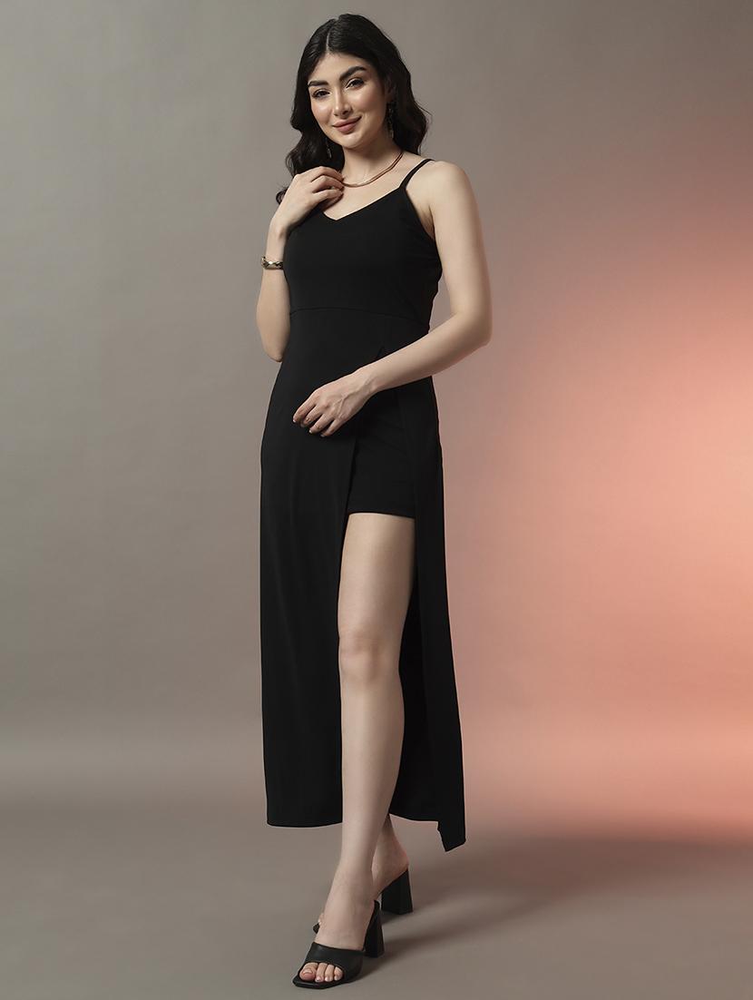 women solid shoulder strap bodycon dress - 22006879 -  Standard Image - 1