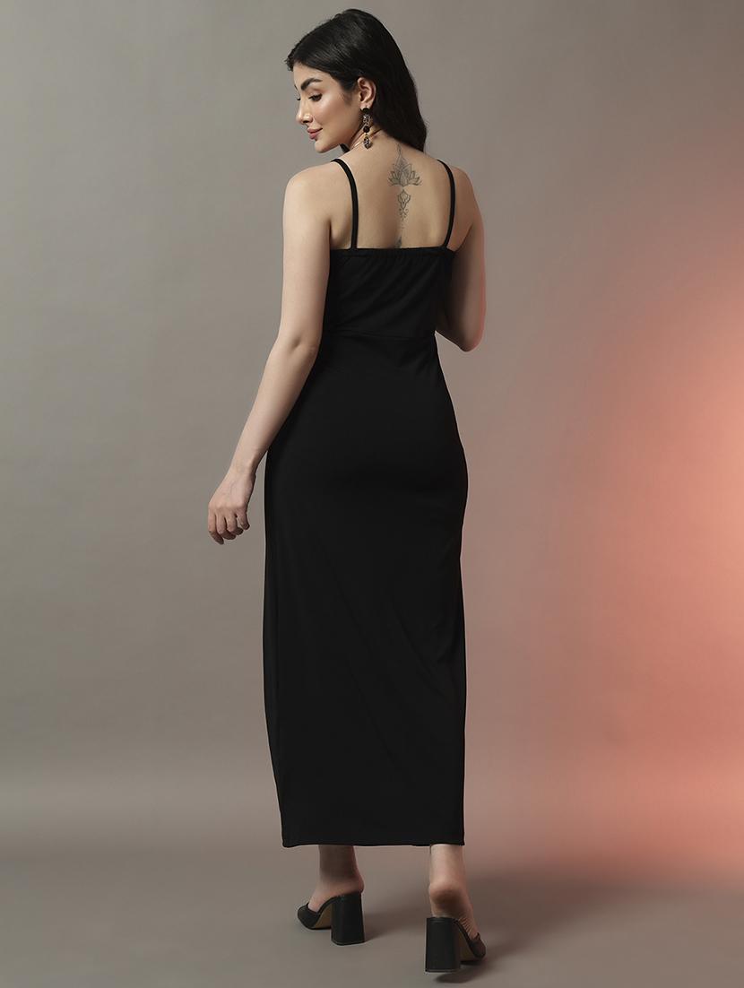 women solid shoulder strap bodycon dress - 22006879 - Standard Image - 4