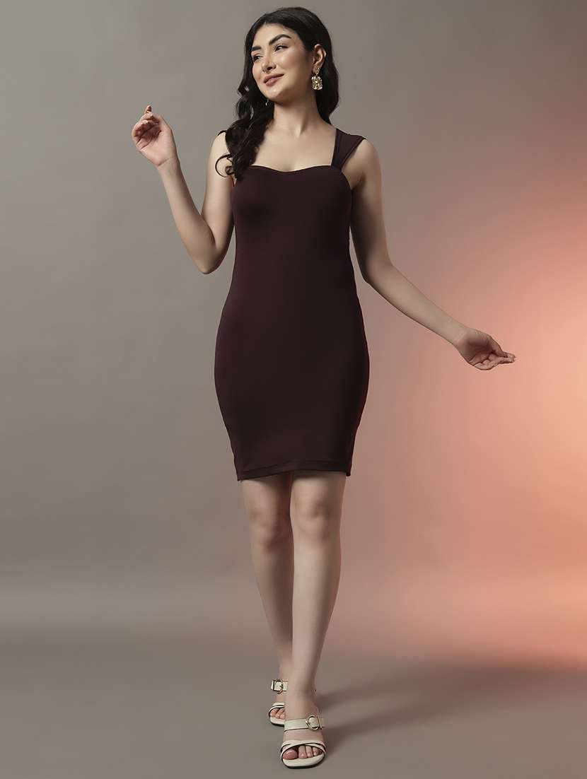 women solid sweetheart neck bodycon dress - 22006881 - Standard Image - 4