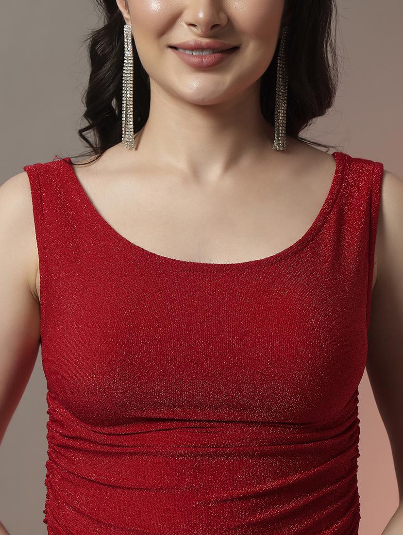 women solid sleeveless slim fit party wear top - 22006885 - Standard Image - 4
