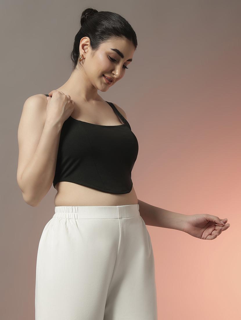women solid square neck crop top - 22006886 -  Standard Image - 1