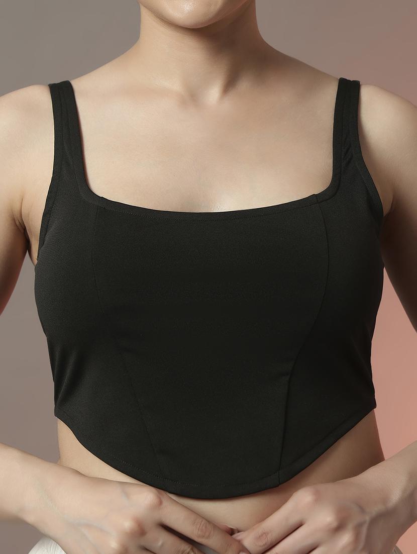 women solid square neck crop top - 22006886 - Standard Image - 4