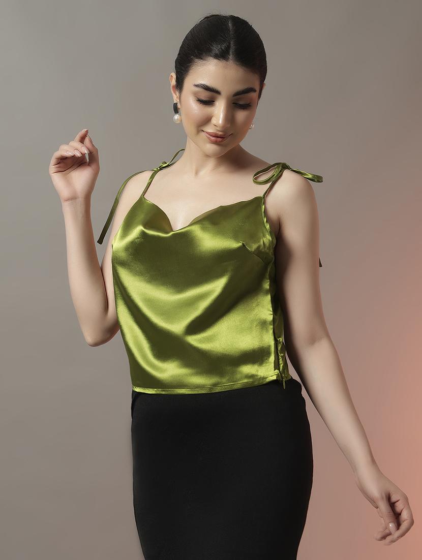 women solid cowl neck party wear top - 22006888 -  Standard Image - 1