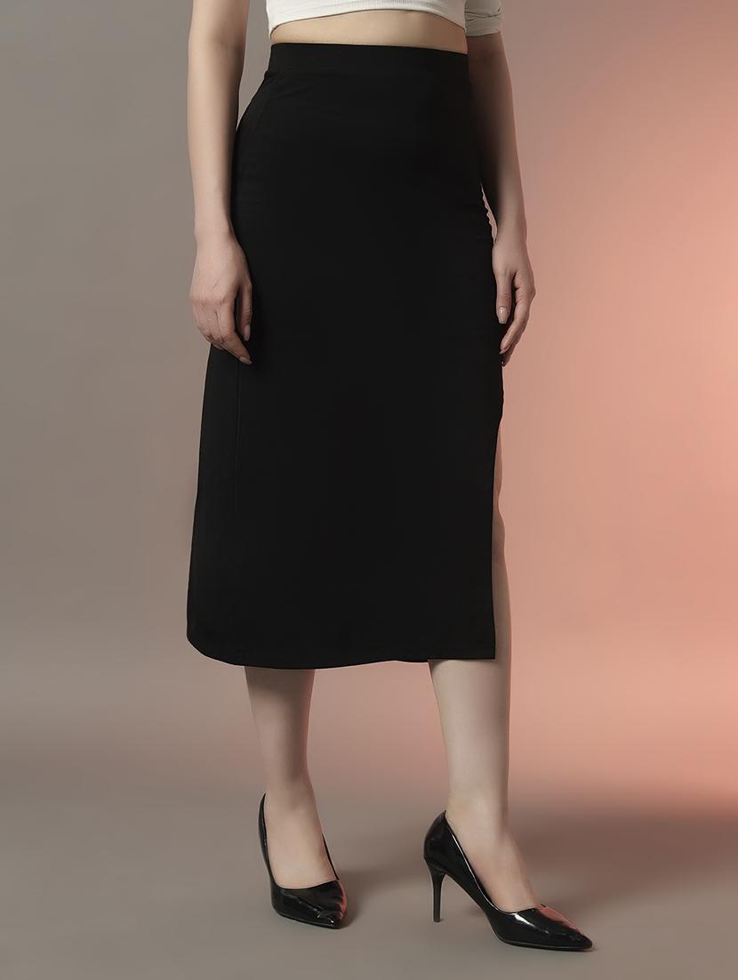 women black solid high rise bodycon skirt - 22006894 -  Standard Image - 1