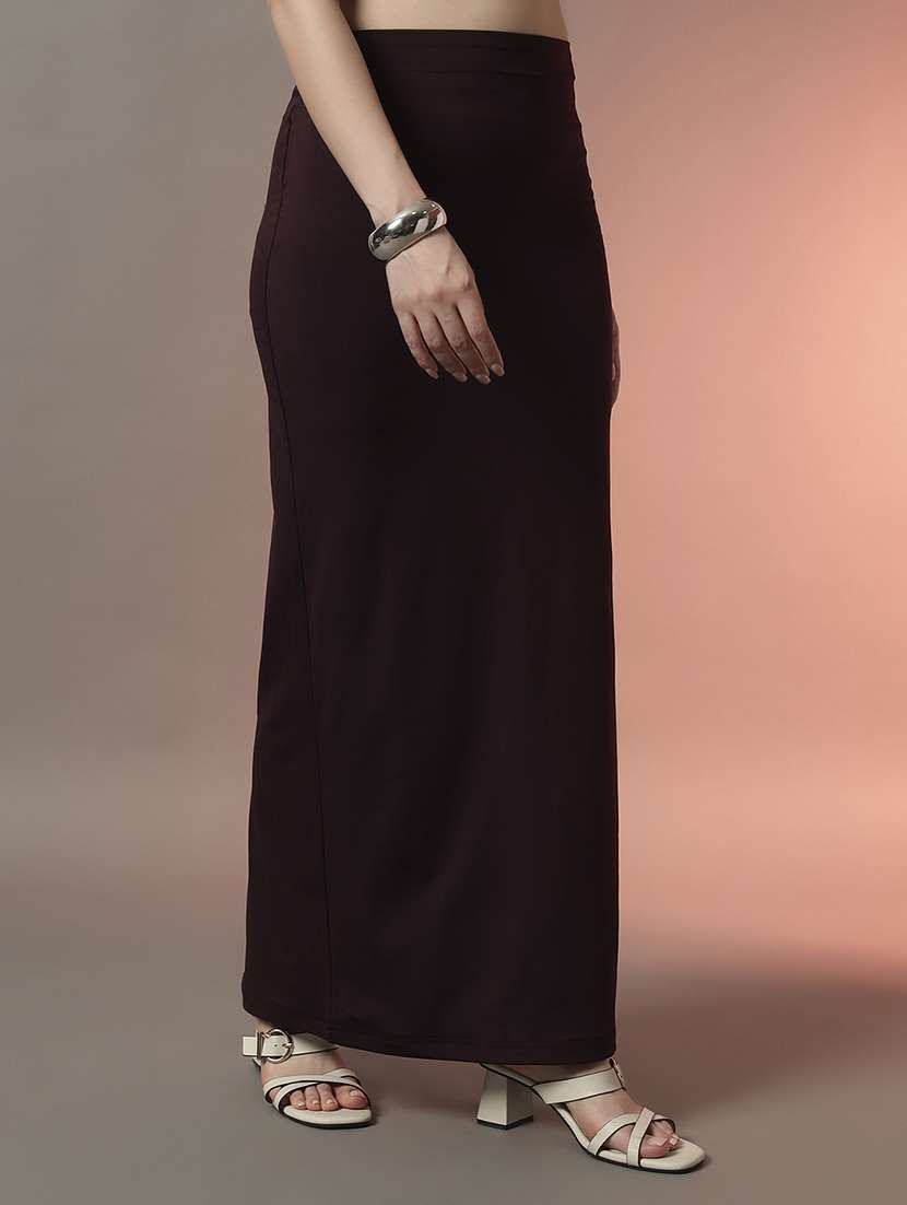 women solid high rise bodycon maxi skirt - 22006896 -  Standard Image - 1