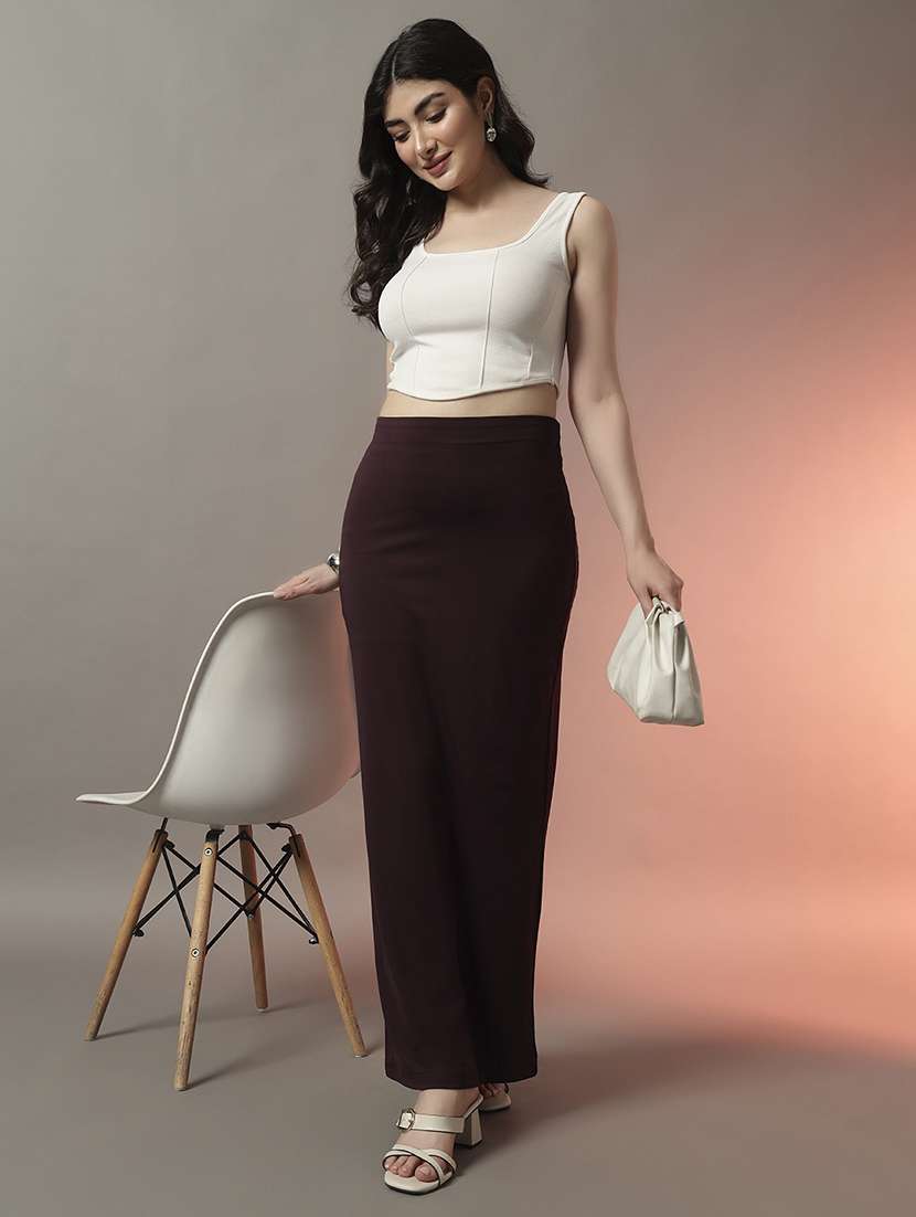 women solid high rise bodycon maxi skirt - 22006896 - Standard Image - 4