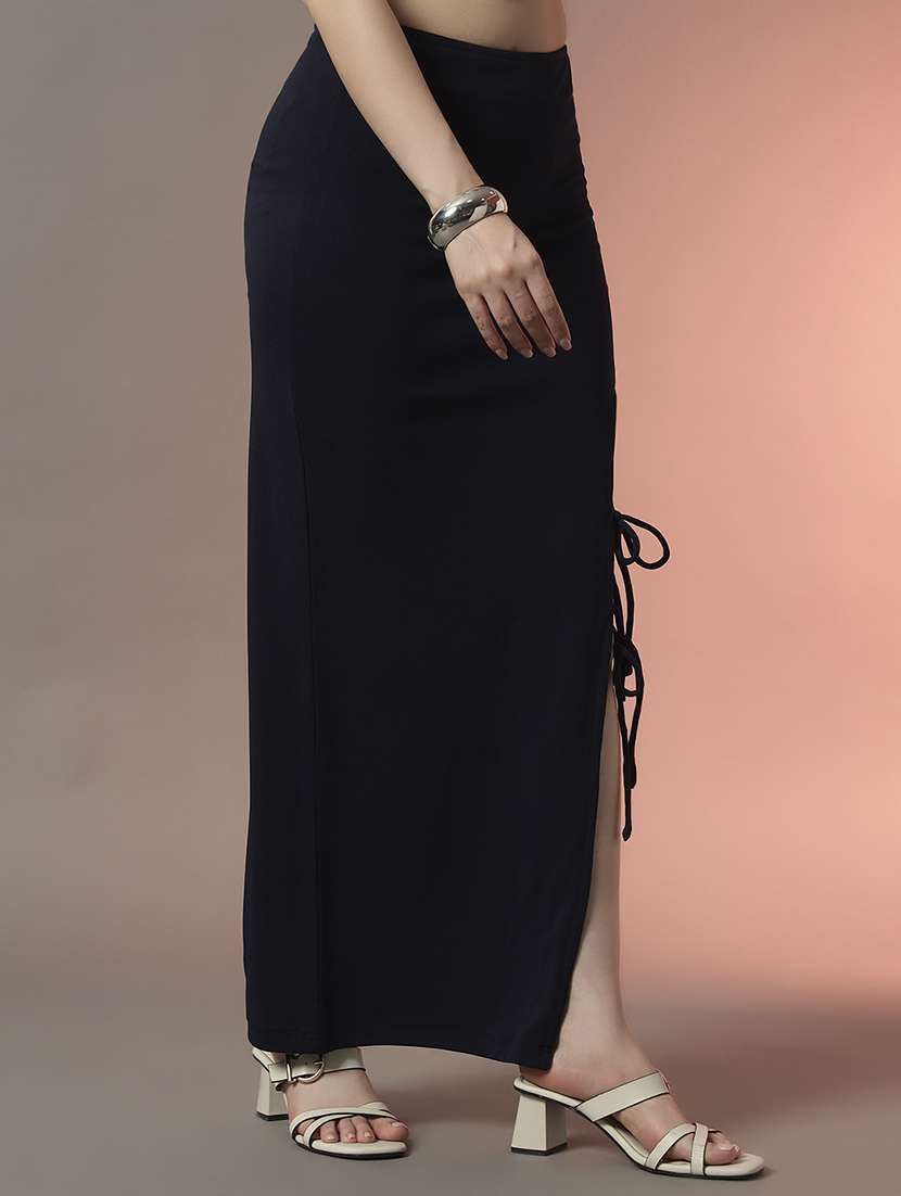 women solid high rise bodycon maxi skirt - 22006901 -  Standard Image - 1