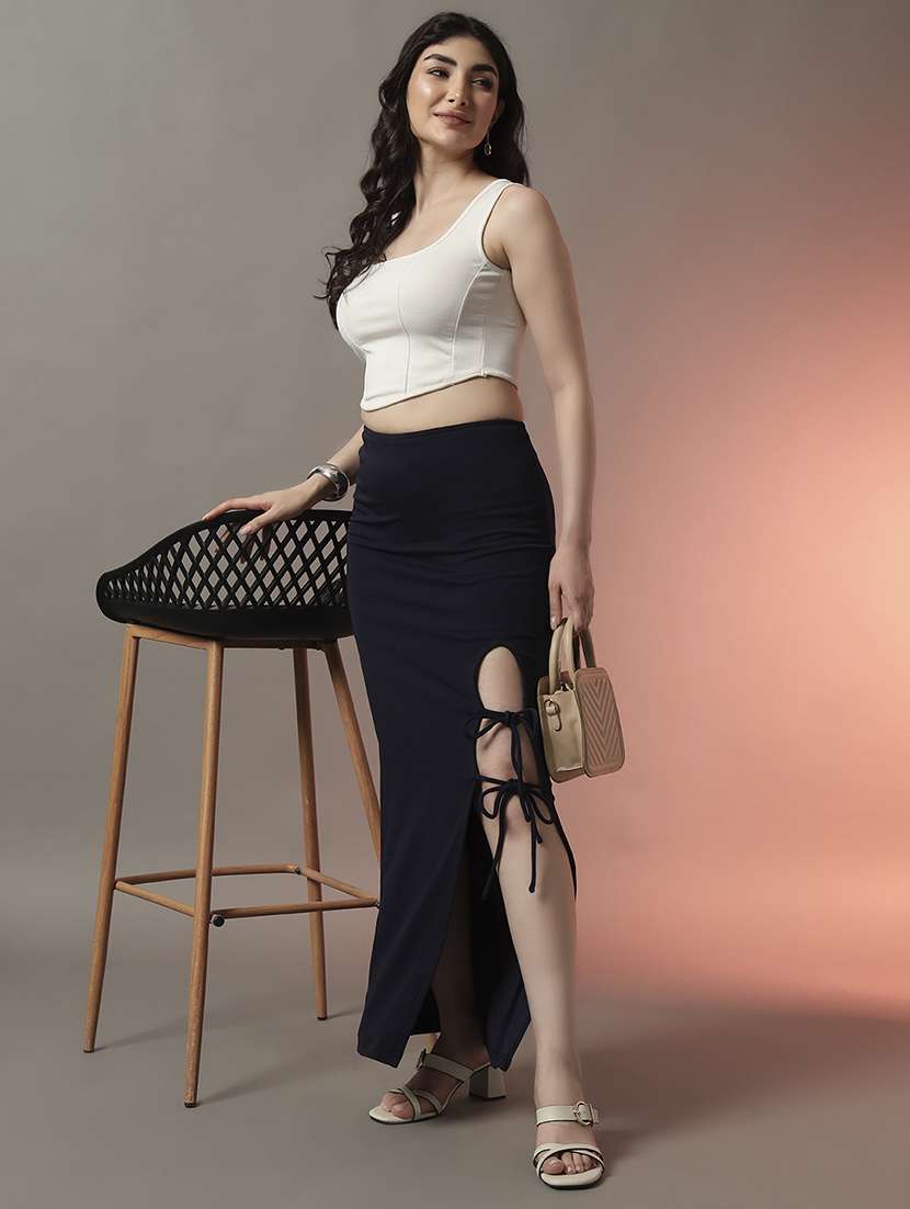 women solid high rise bodycon maxi skirt - 22006901 -  Standard Image - 4