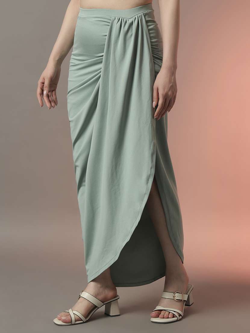 women solid high rise tulip maxi skirt - 22006902 - Standard Image - 1