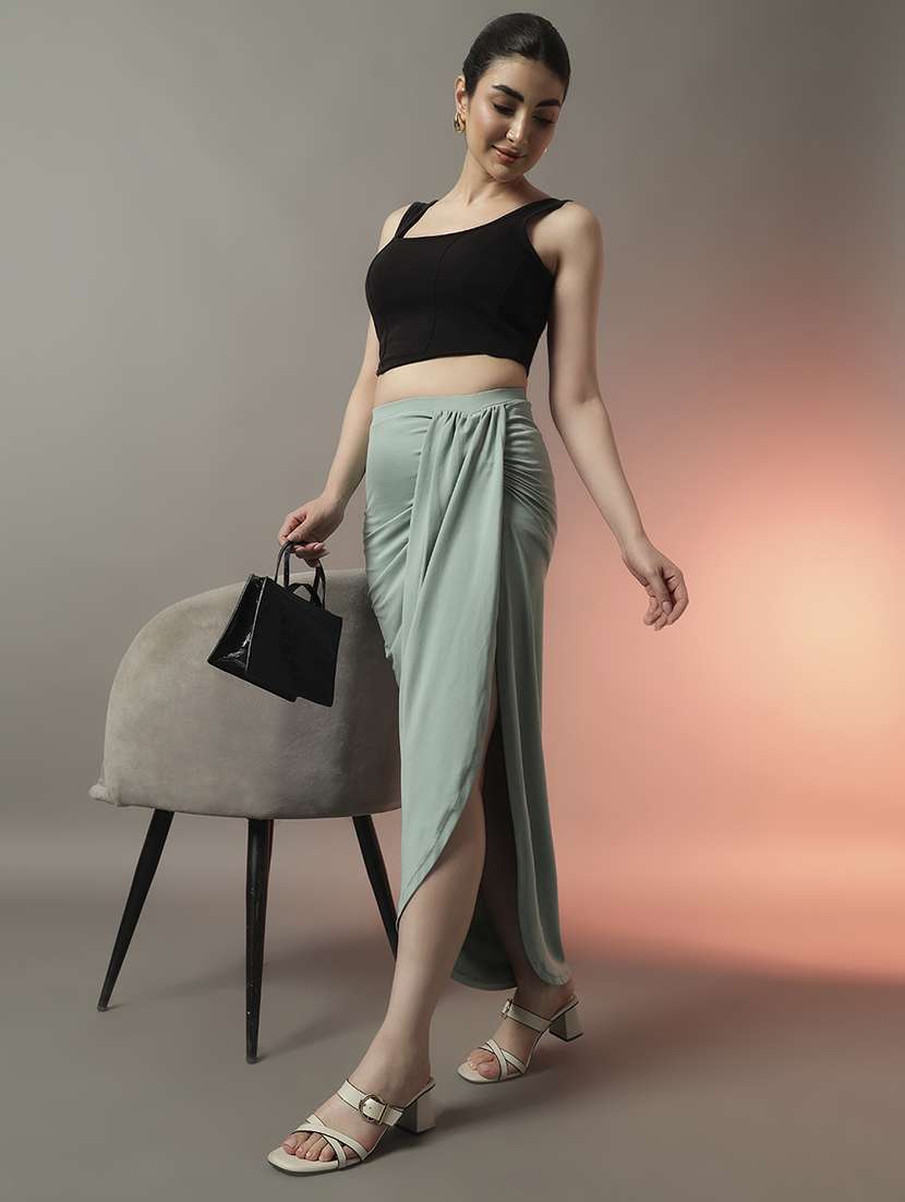 women solid high rise tulip maxi skirt - 22006902 - Standard Image - 4