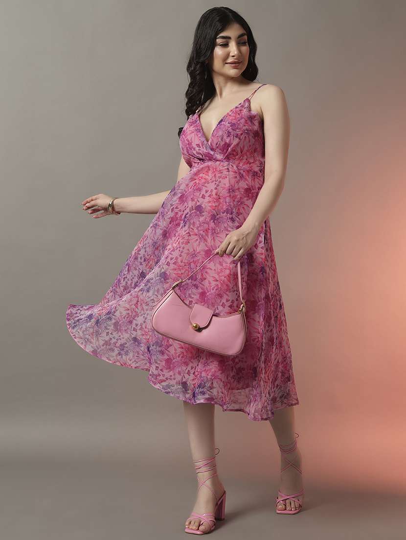 women floral printed shoulder strap fit & flare dress - 22006904 - Zoom Image - 0