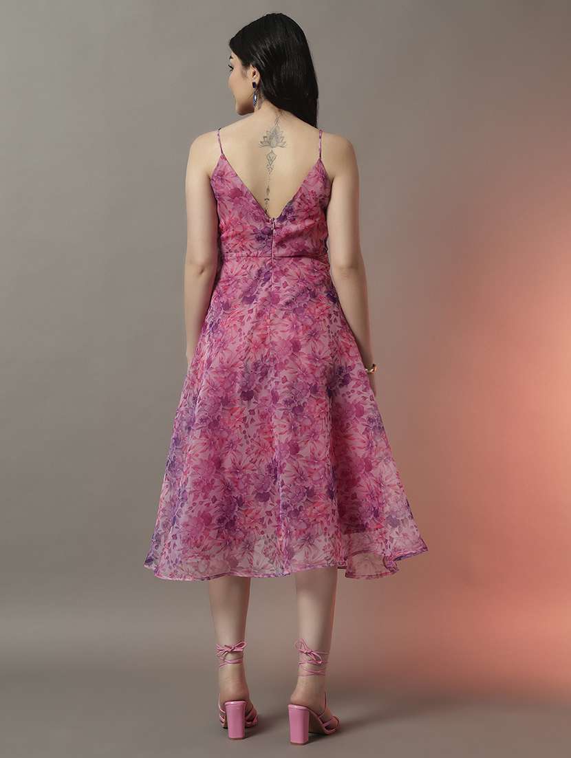 women floral printed shoulder strap fit & flare dress - 22006904 - Standard Image - 4