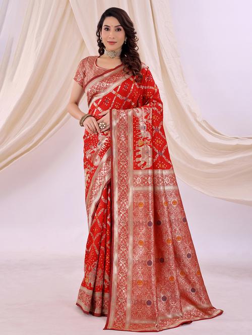 women self design kanjivaram saree with blouse - 22006936 -  Standard Image - 0