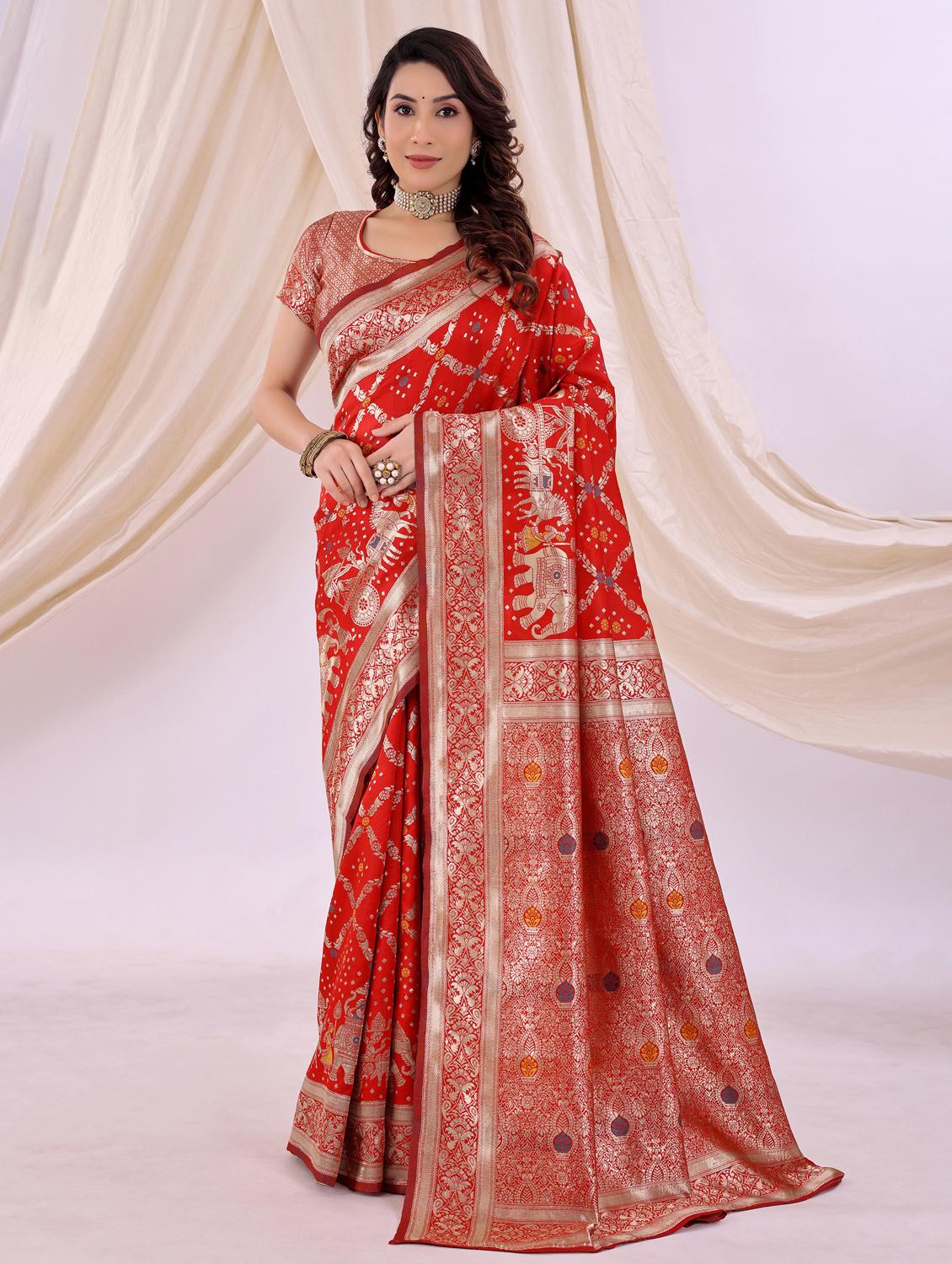 women self design kanjivaram saree with blouse - 22006936 -  Zoom Image - 0
