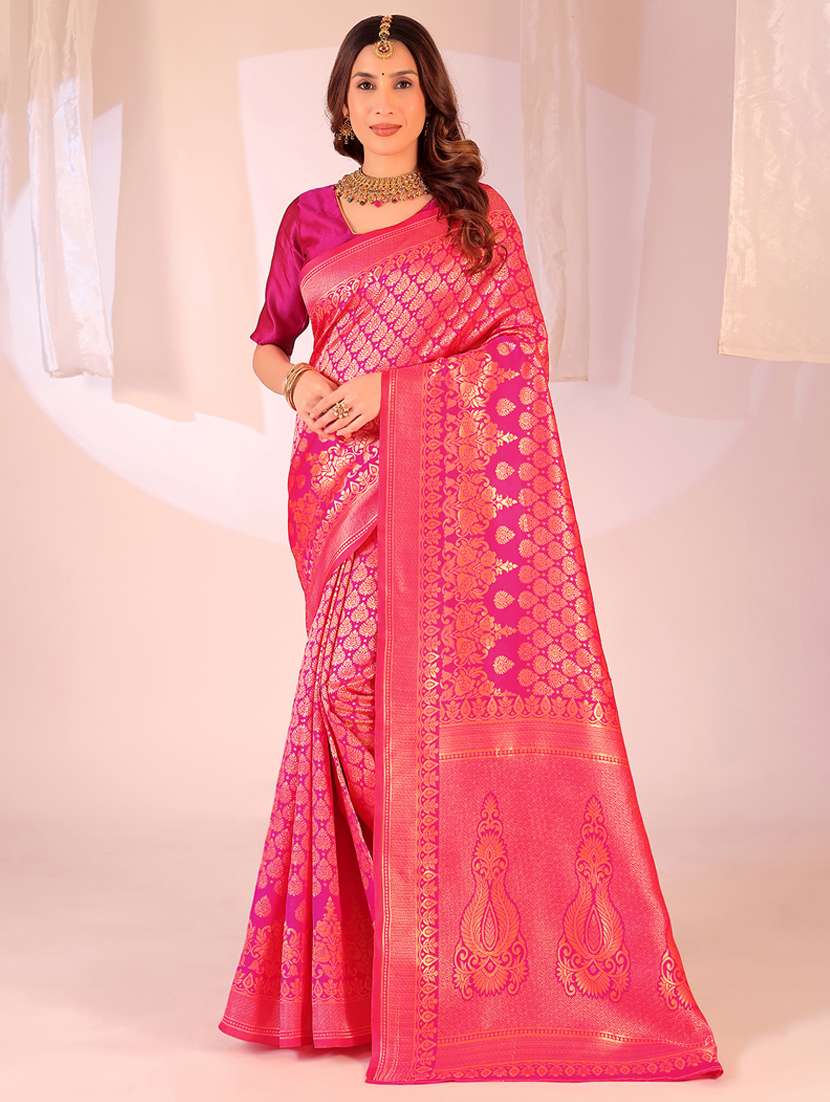 women self design banarasi saree with blouse
