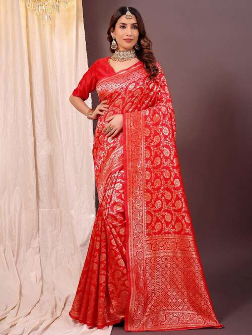 women self design banarasi saree with blouse - 22007116 -  Standard Image - 0