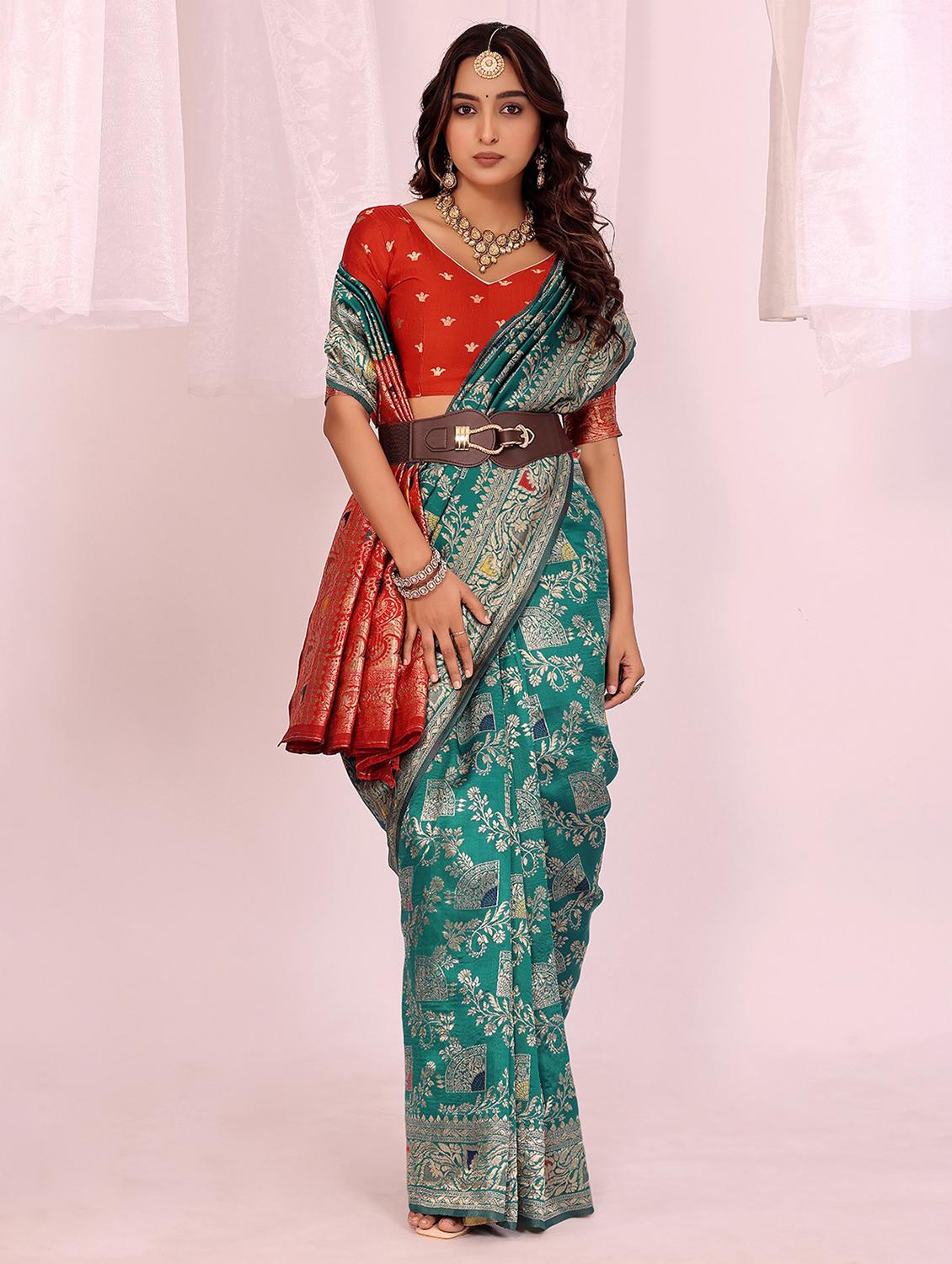 women self design banarasi saree with blouse - 22007139 - Standard Image - 1