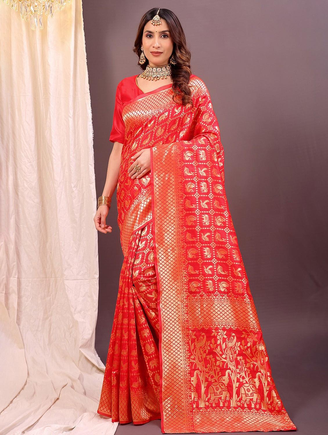women self design kanjivaram saree with blouse - 22007145 - Zoom Image - 0