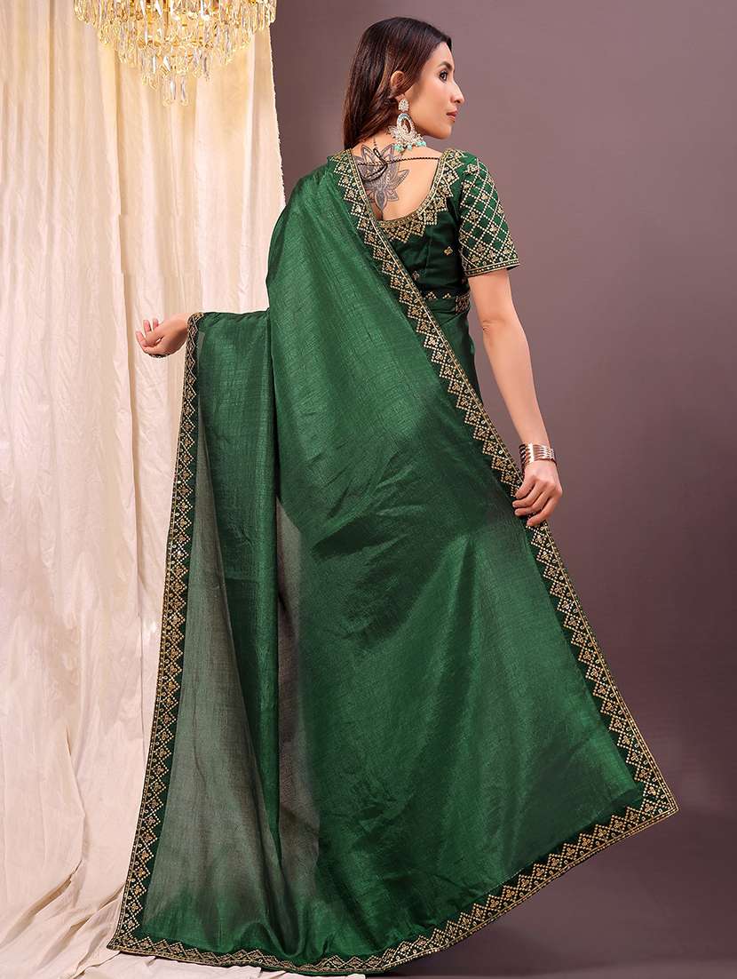 women solid with bordered saree with blouse - 22007209 -  Standard Image - 1