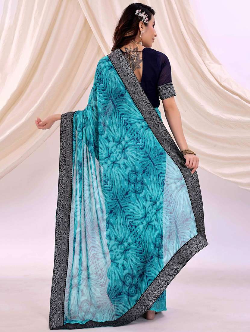 Women Printed Bordered Saree With Blouse - 22007242 -  Standard Image - 1