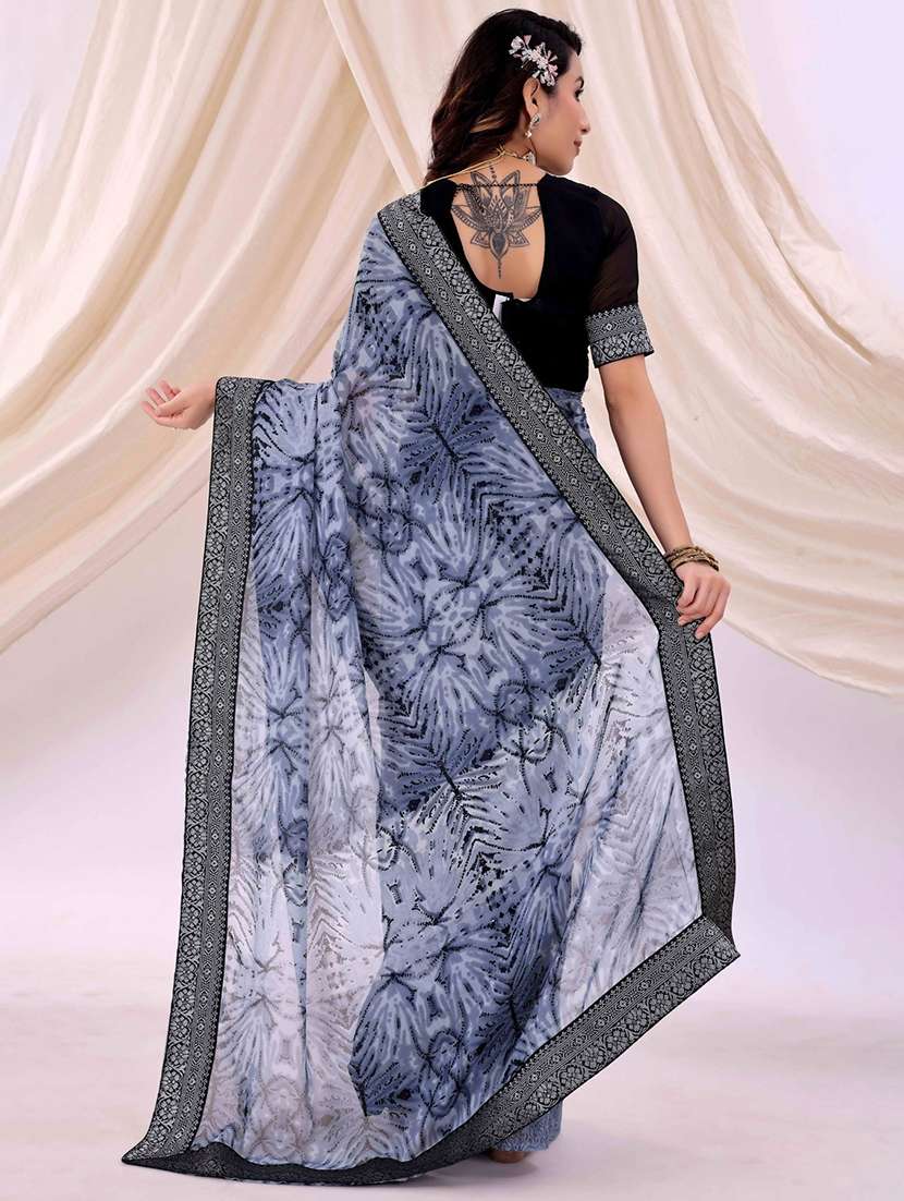 Women Printed Bordered Saree With Blouse - 22007244 -  Standard Image - 1