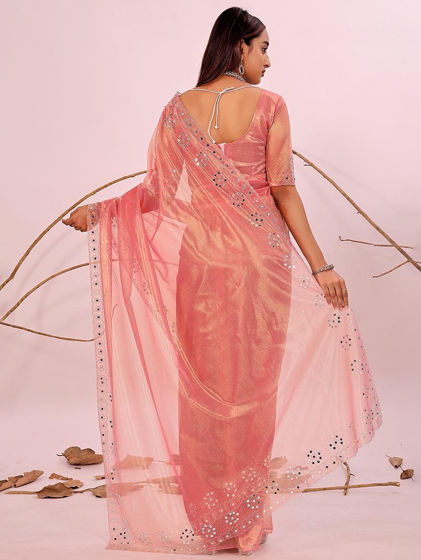 women solid with work embellished saree with blouse - 22007274 - Standard Image - 1