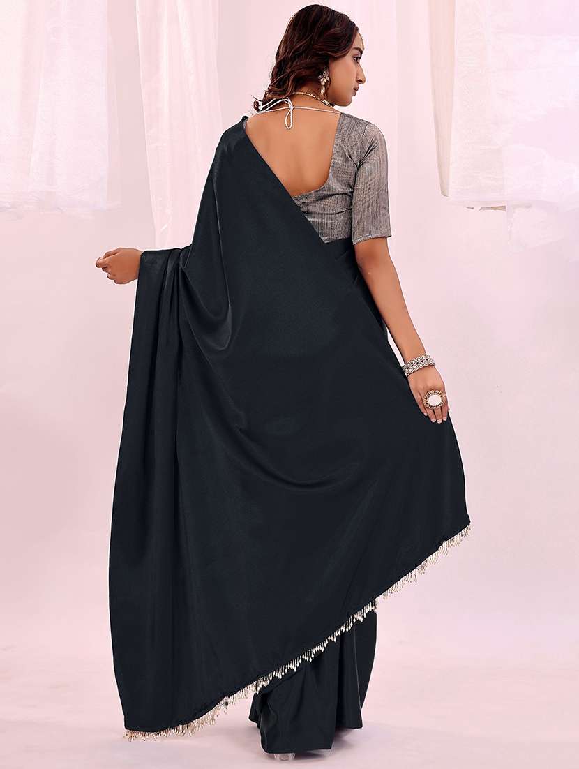 women embellished lace bordered saree with blouse - 22007286 -  Standard Image - 1