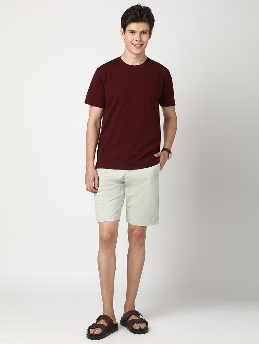 grey cotton s men solid mid rise regular fit shorts - 22007696 - Standard Image - 4