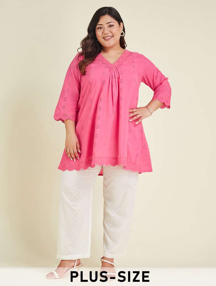 women plus size three quarter sleeve a-line tunic - 22007706 - Zoom Image - 0