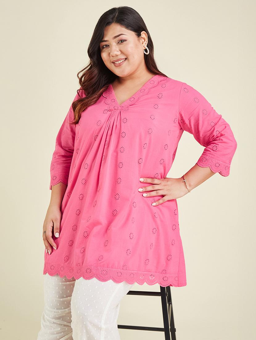 women plus size three quarter sleeve a-line tunic - 22007706 - Standard Image - 1