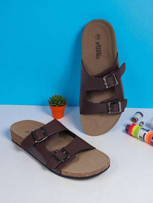 men brown slip on sandal - 22007765 - Standard Image - 0