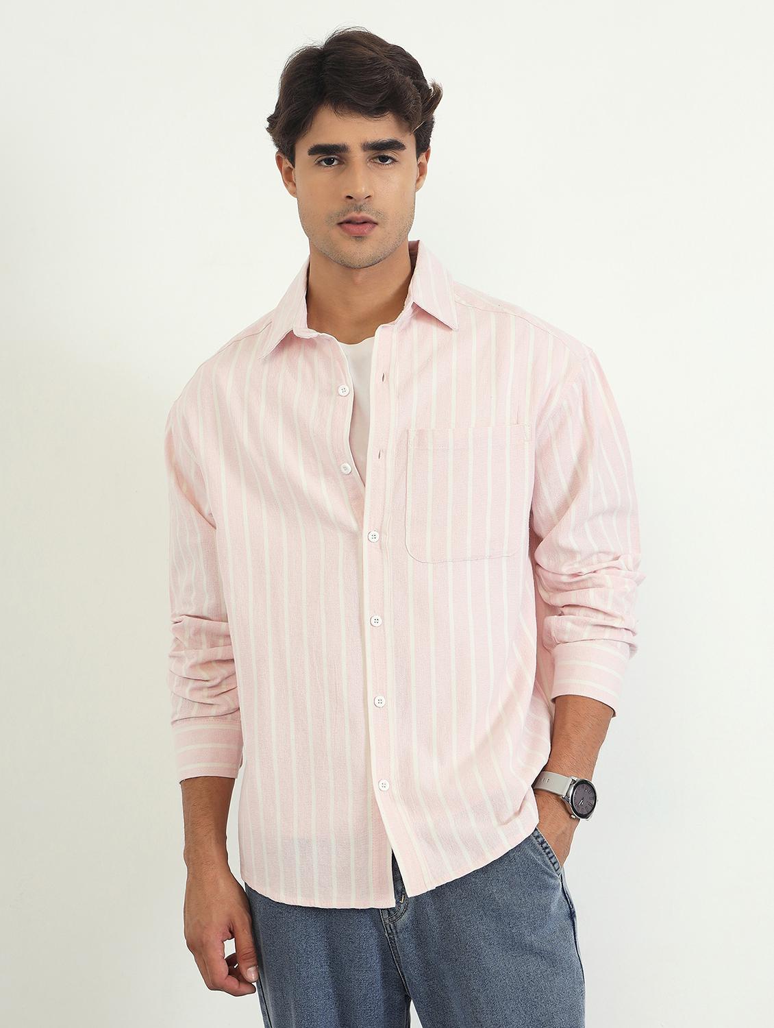 men striped long sleeve oversized casual shirt - 22007772 - Standard Image - 1