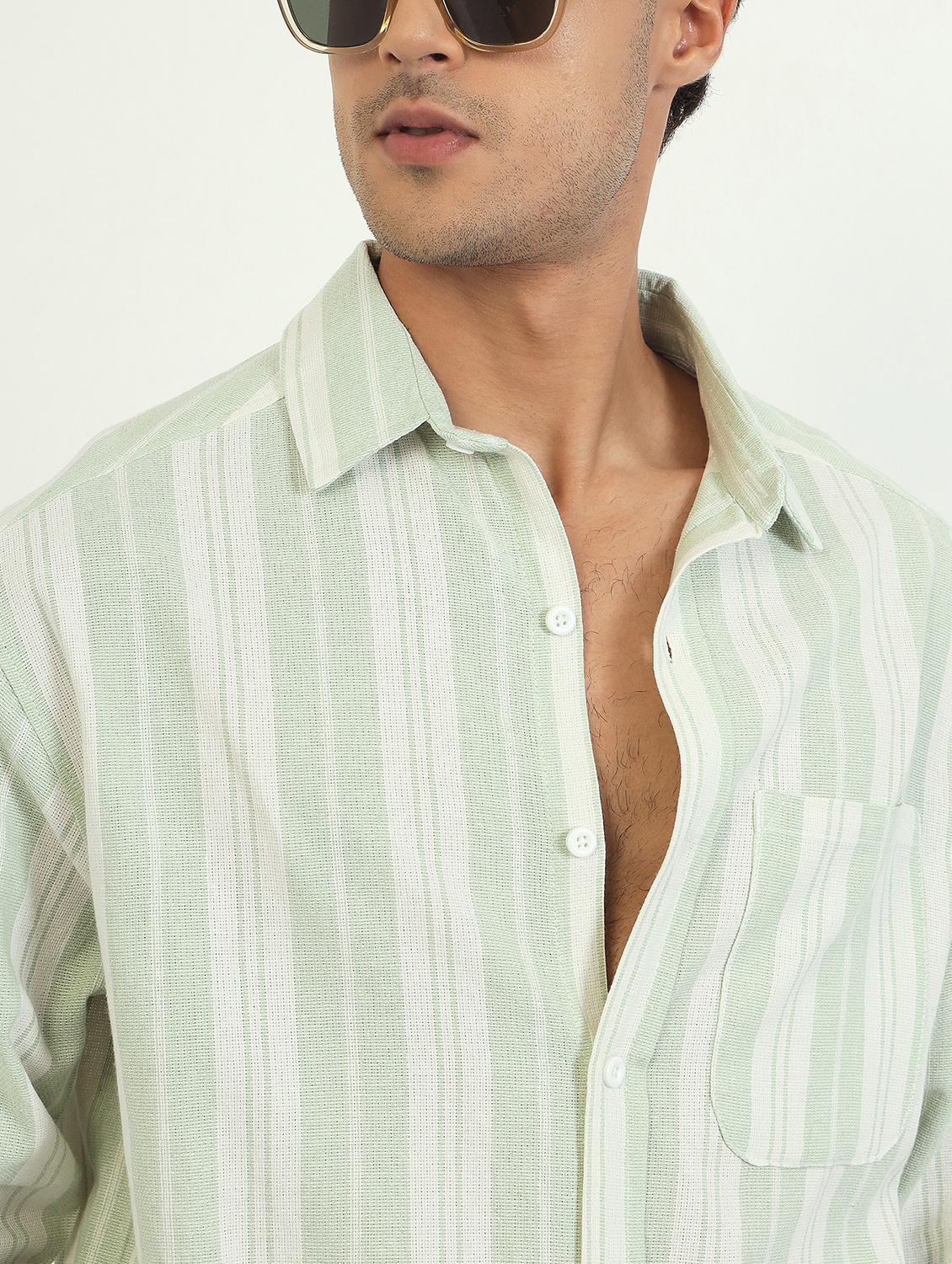 men striped long sleeve oversized casual shirt - 22007773 - Standard Image - 4