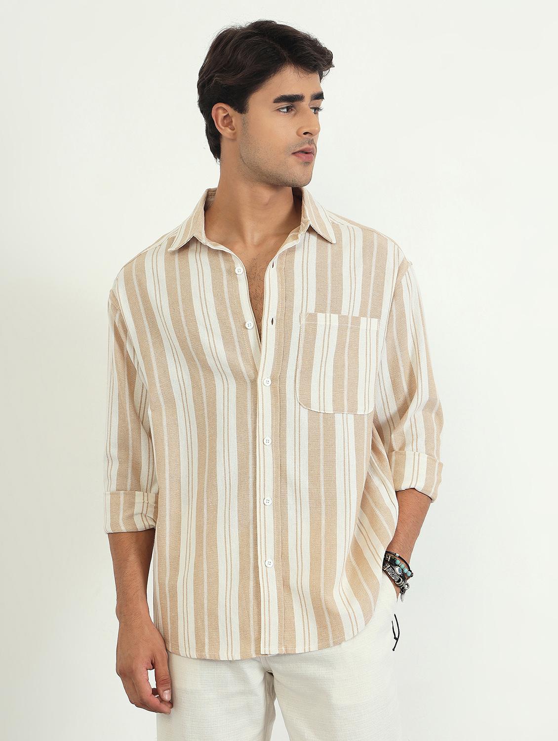 men striped long sleeve oversized casual shirt - 22007775 - Standard Image - 1