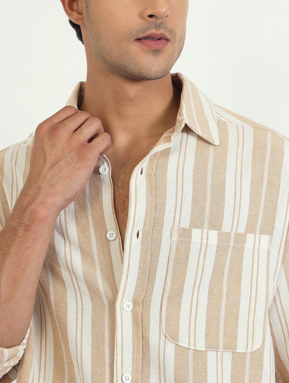 men striped long sleeve oversized casual shirt - 22007775 - Standard Image - 4