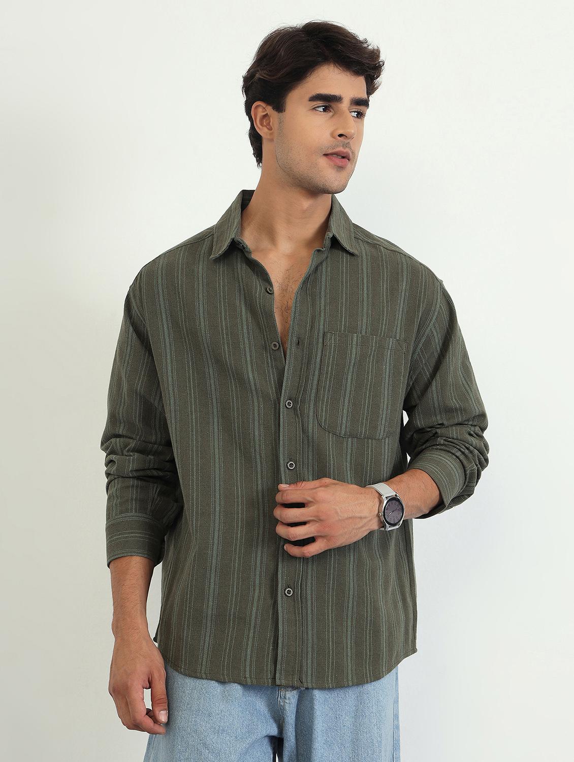 men striped long sleeve oversized casual shirt - 22007776 - Standard Image - 1