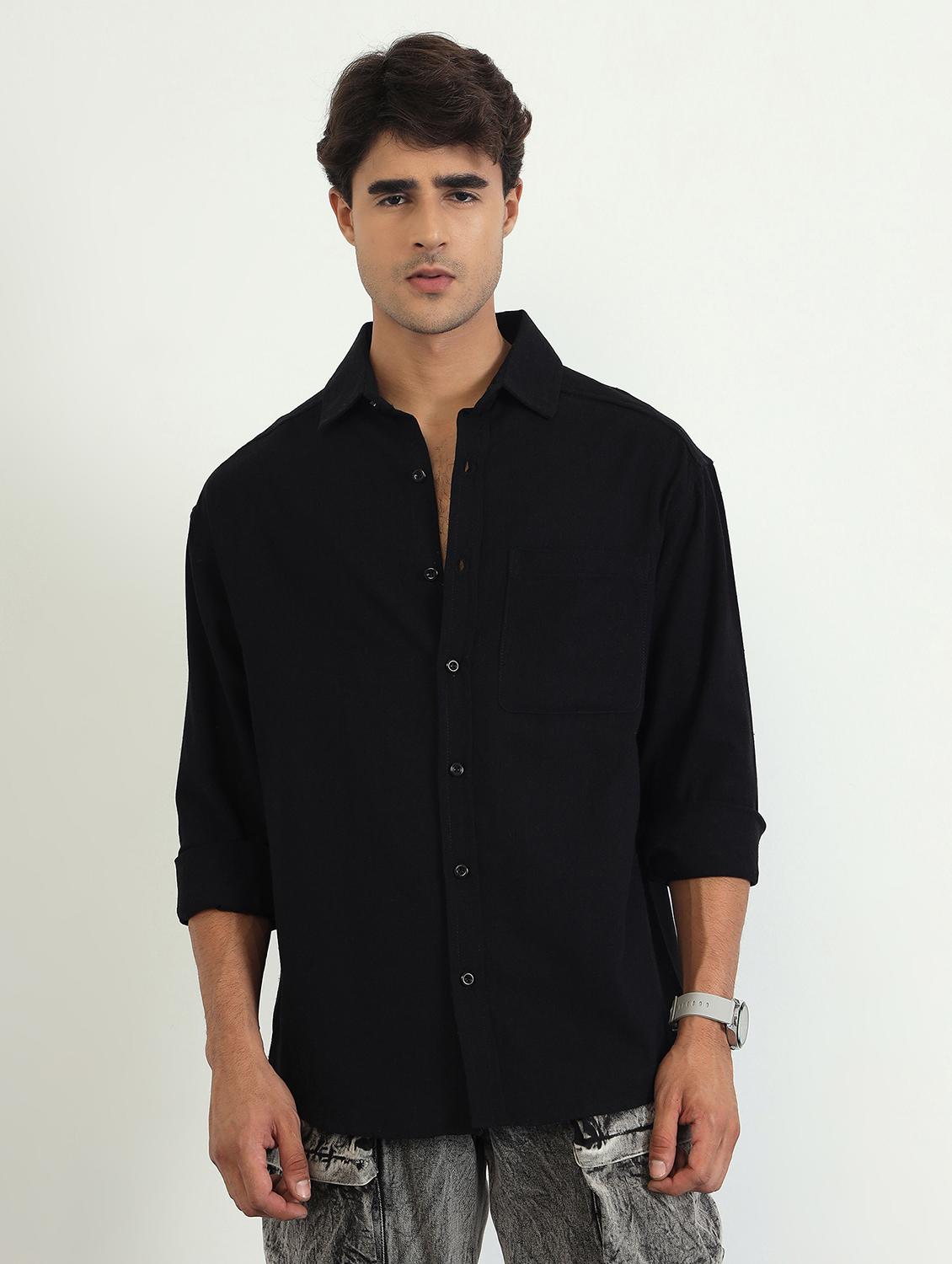 men solid long sleeve oversized casual shirt - 22007777 -  Standard Image - 1