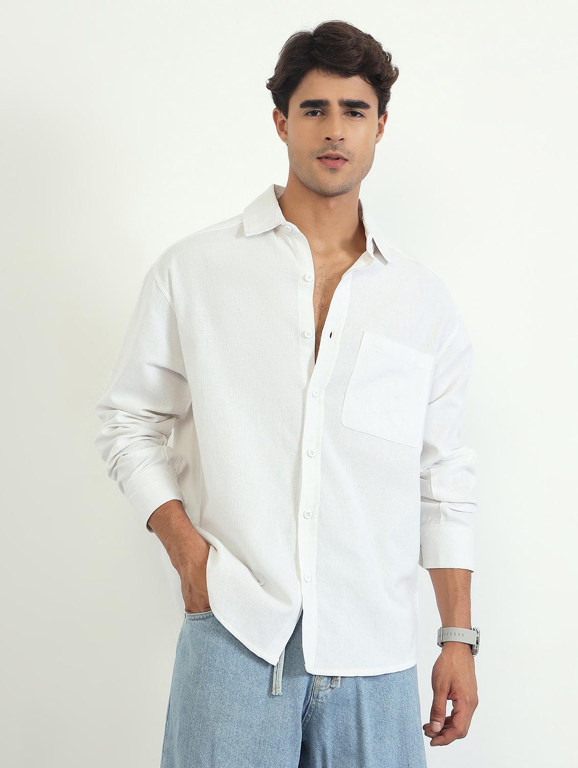 men solid long sleeve oversized casual shirt - 22007778 - Standard Image - 1