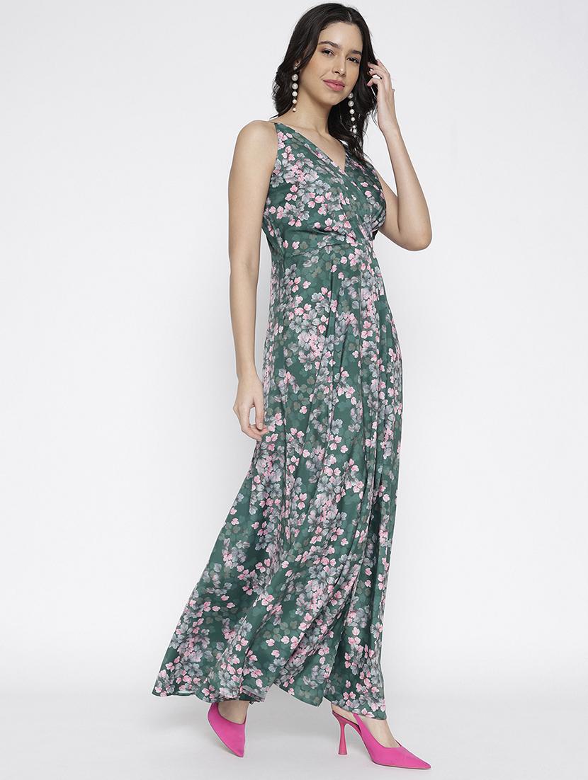 women printed shoulder strap fit and flare dress - 22007793 - Standard Image - 1