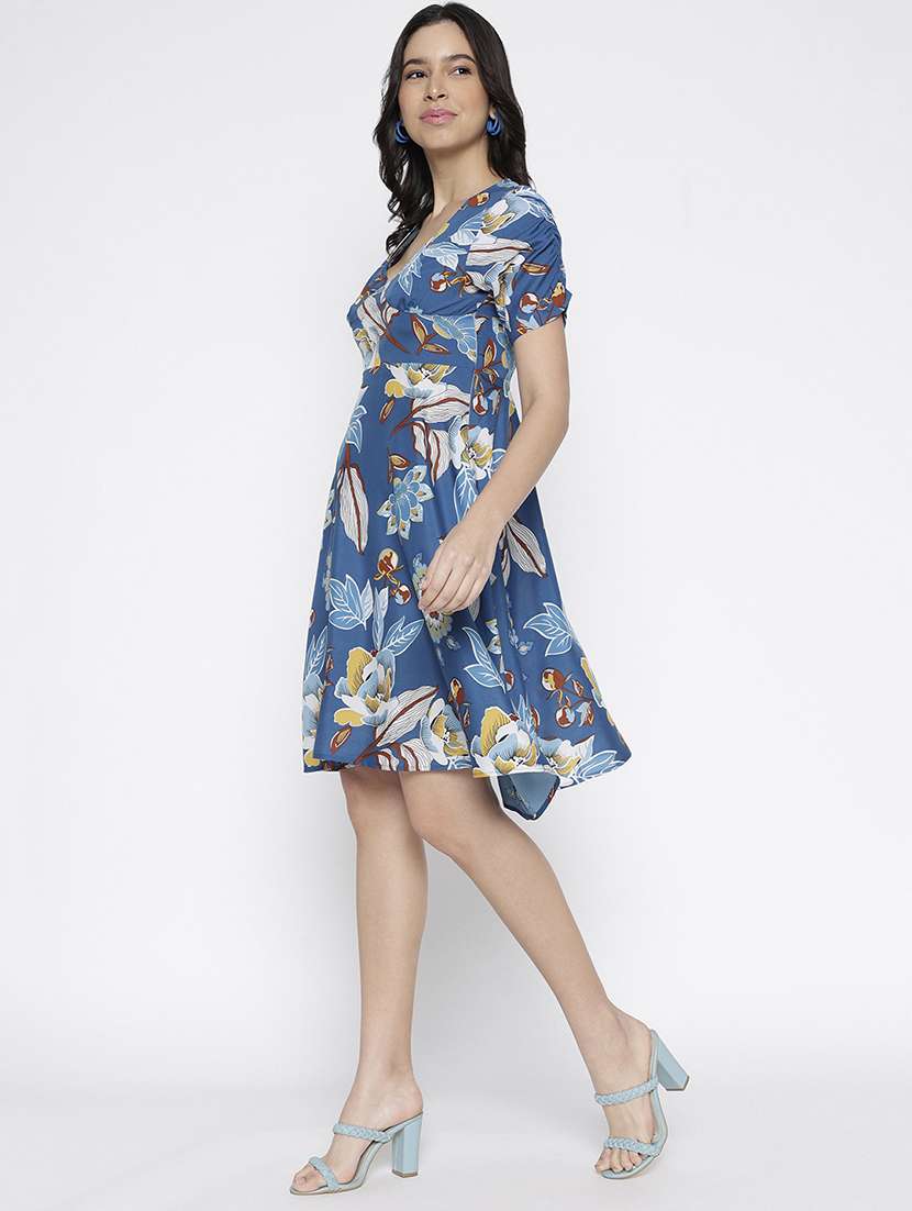women floral print short sleeve fit and flare dress - 22007795 - Standard Image - 4