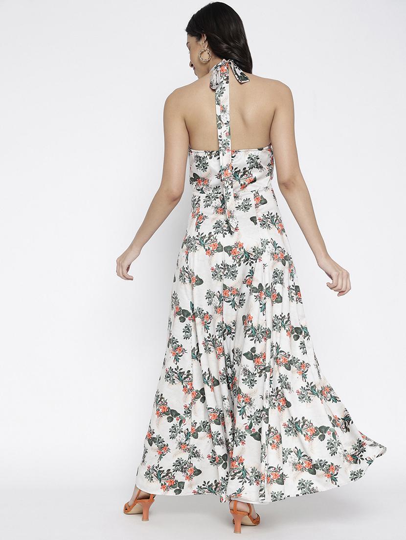 women floral printed halter neck maxi a-line dress - 22007797 - Standard Image - 4
