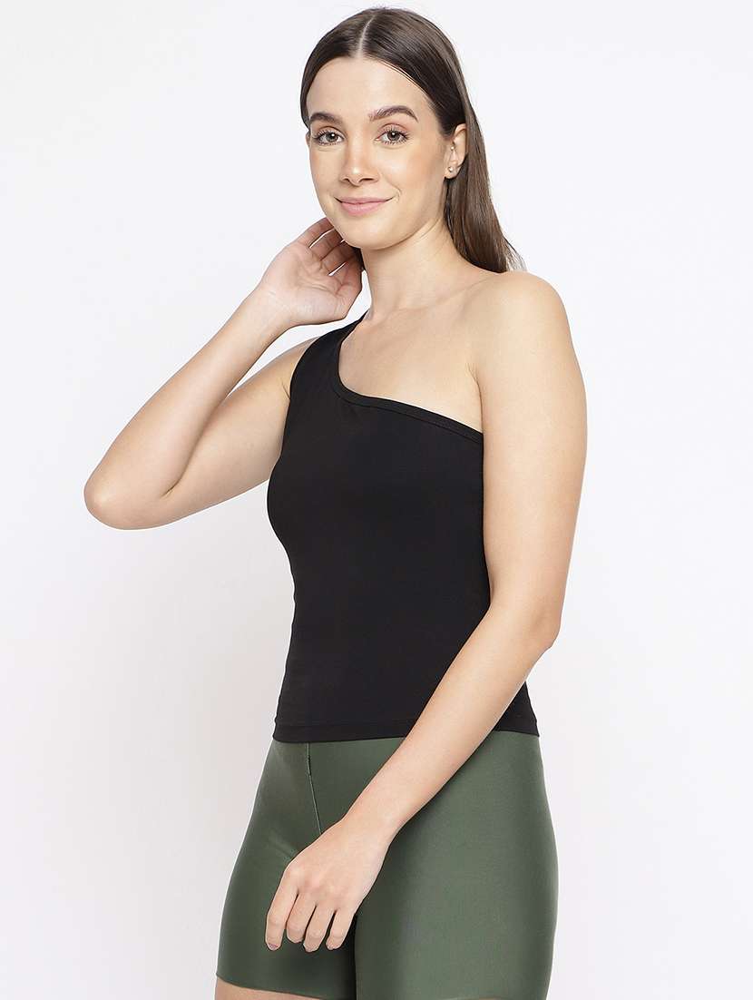 women solid single shoulder camisole - 22007822 -  Standard Image - 1