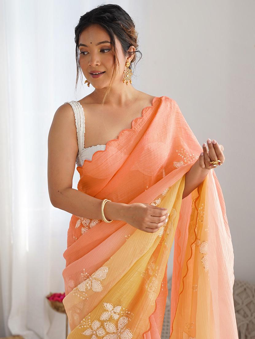 women ombre embellished saree with blouse - 22007877 -  Standard Image - 1