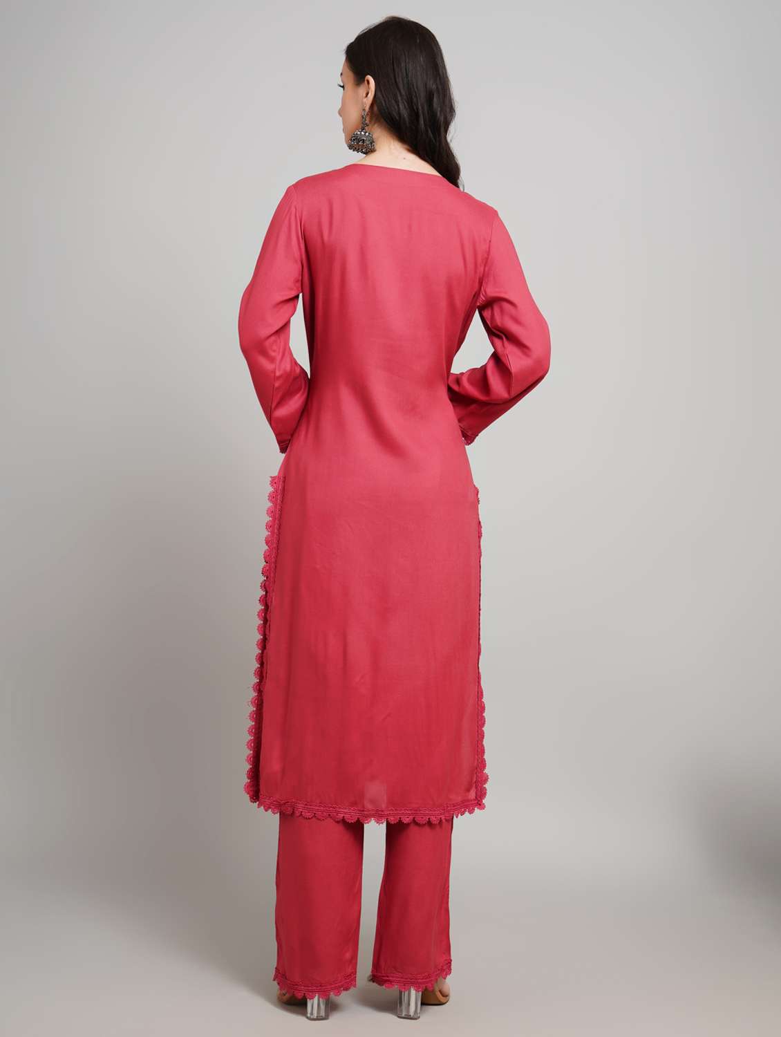 women solid long sleeve kurta pant set - 22007896 - Standard Image - 4