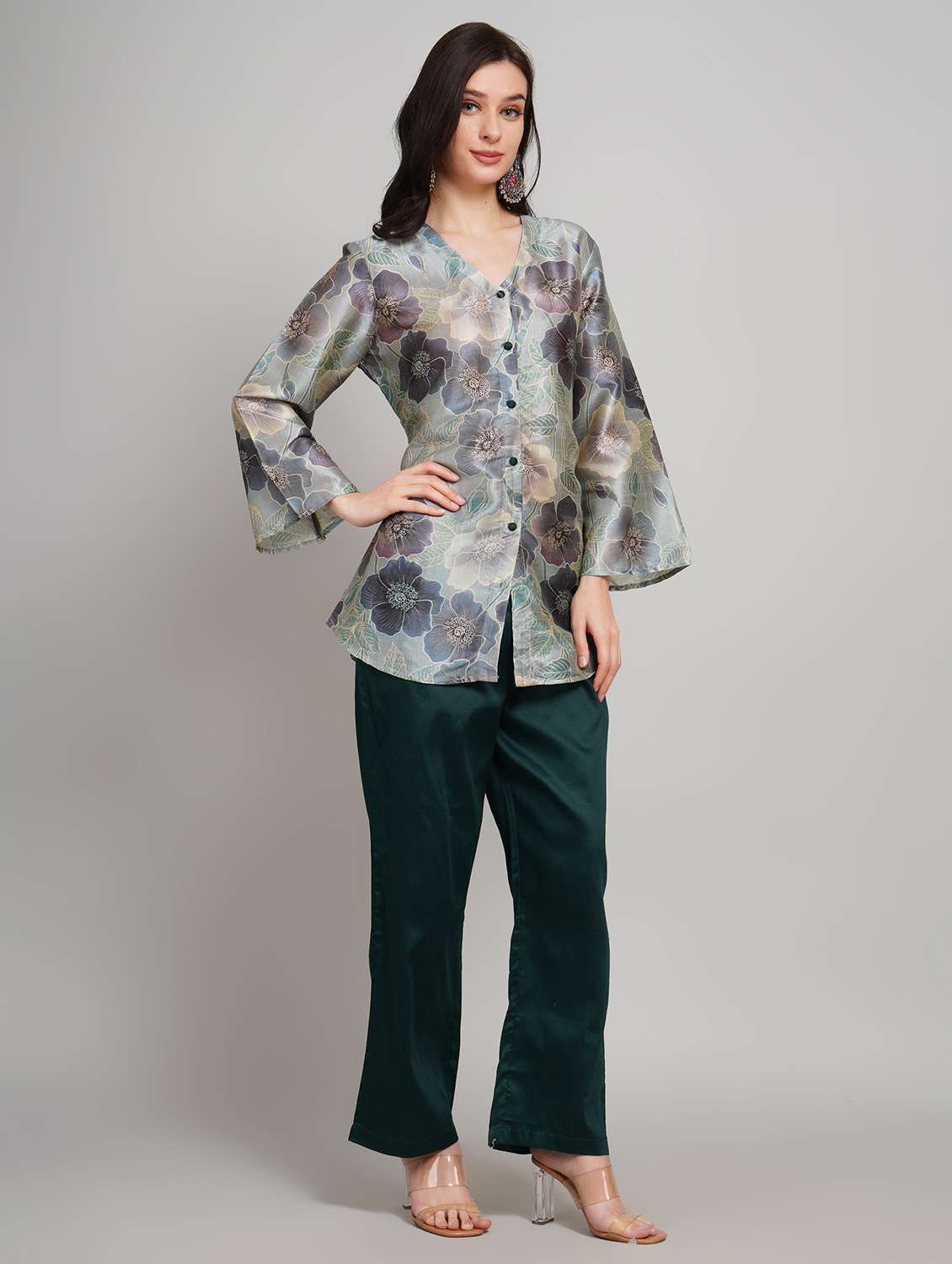 women printed long sleeve ethnic co-ord set - 22007902 - Standard Image - 1