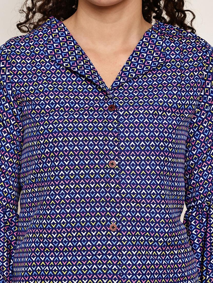 women geometric printed three quarter sleeve regular fit shirt - 22007917 - Standard Image - 4