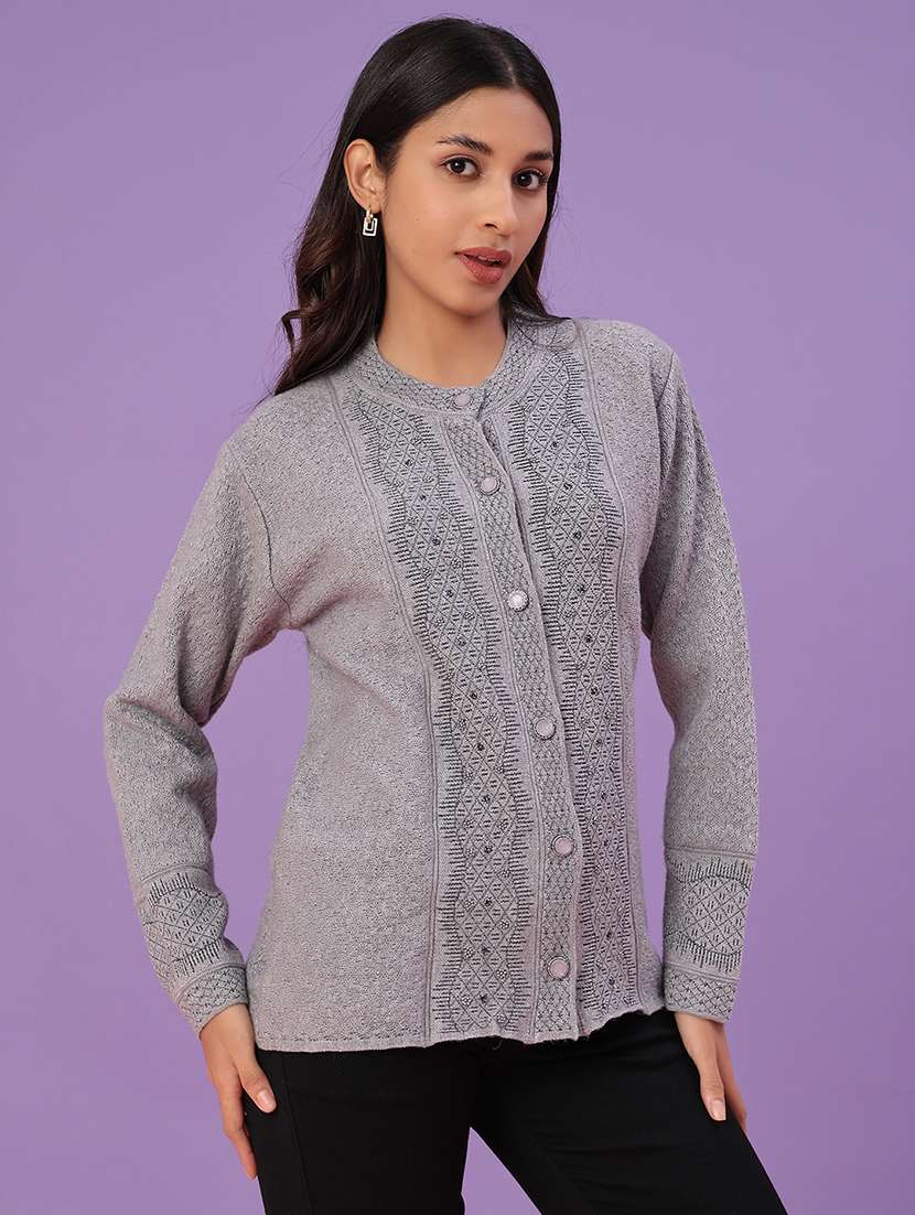 women self design long sleeve cardigan - 22007957 -  Standard Image - 1