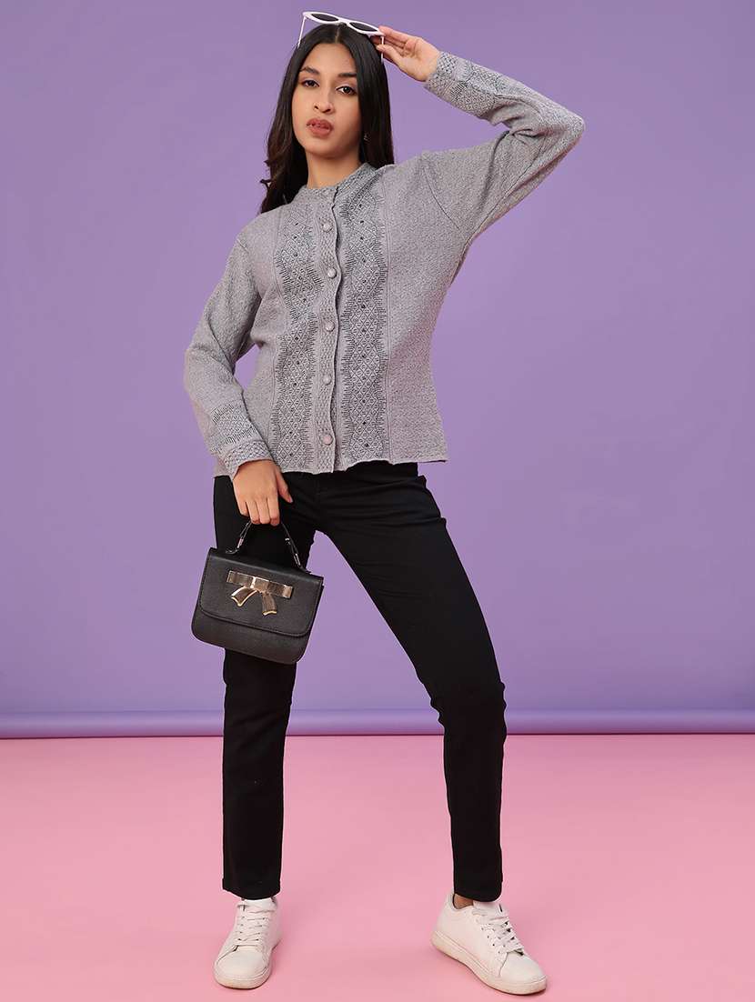 women self design long sleeve cardigan - 22007957 -  Standard Image - 4