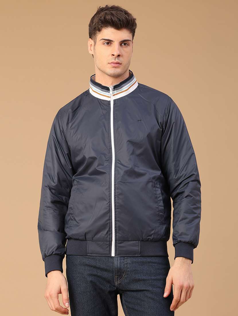 men solid long sleeve reversible bomber jacket - 22007958 -  Standard Image - 1