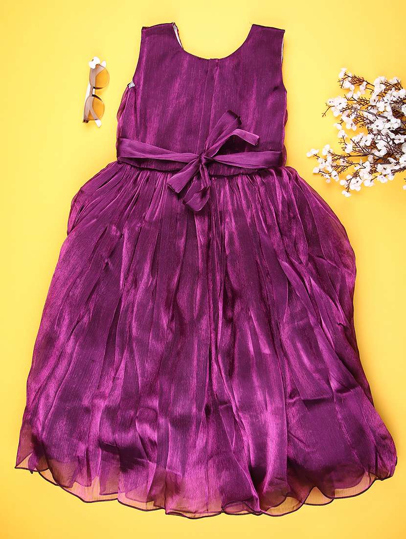 girls solid sleeveless fit & flare dress - 22007994 -  Standard Image - 1